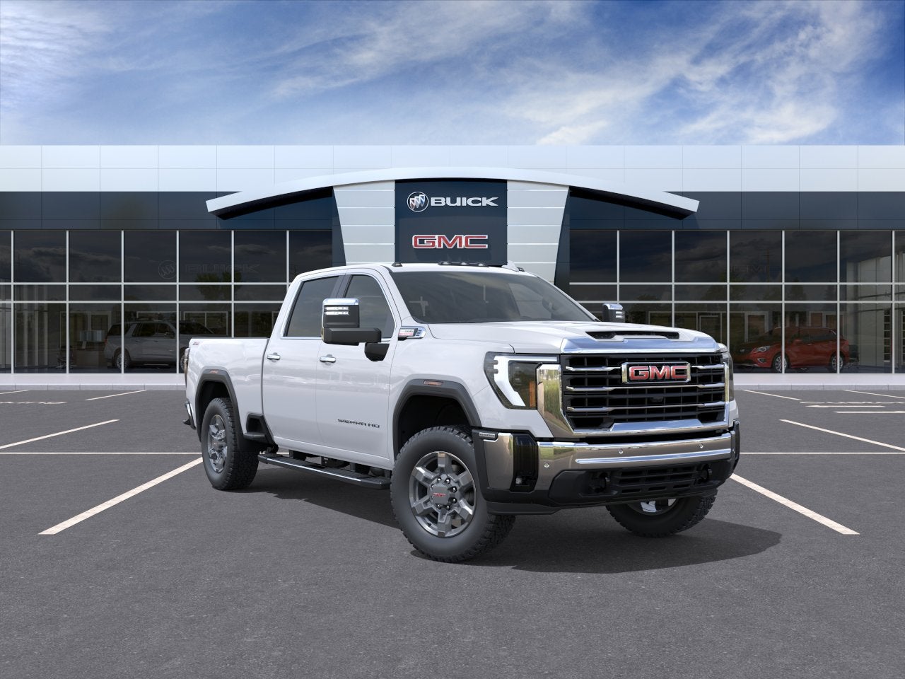 2026 GMC Sierra 2500 HD SLT in Summit White — front three-quarter view
