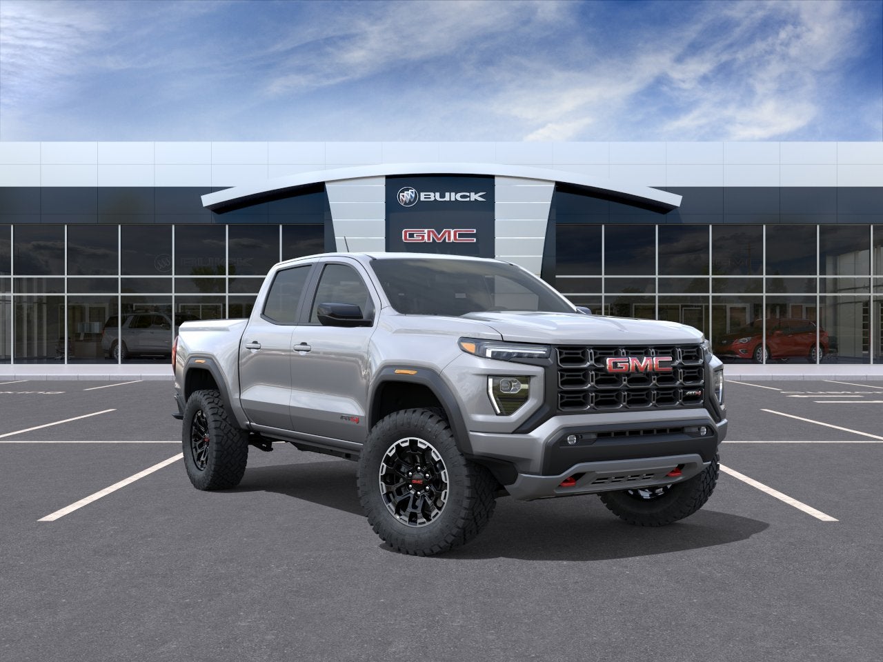2026 GMC Canyon AT4 in Sterling Metallic — front three-quarter view