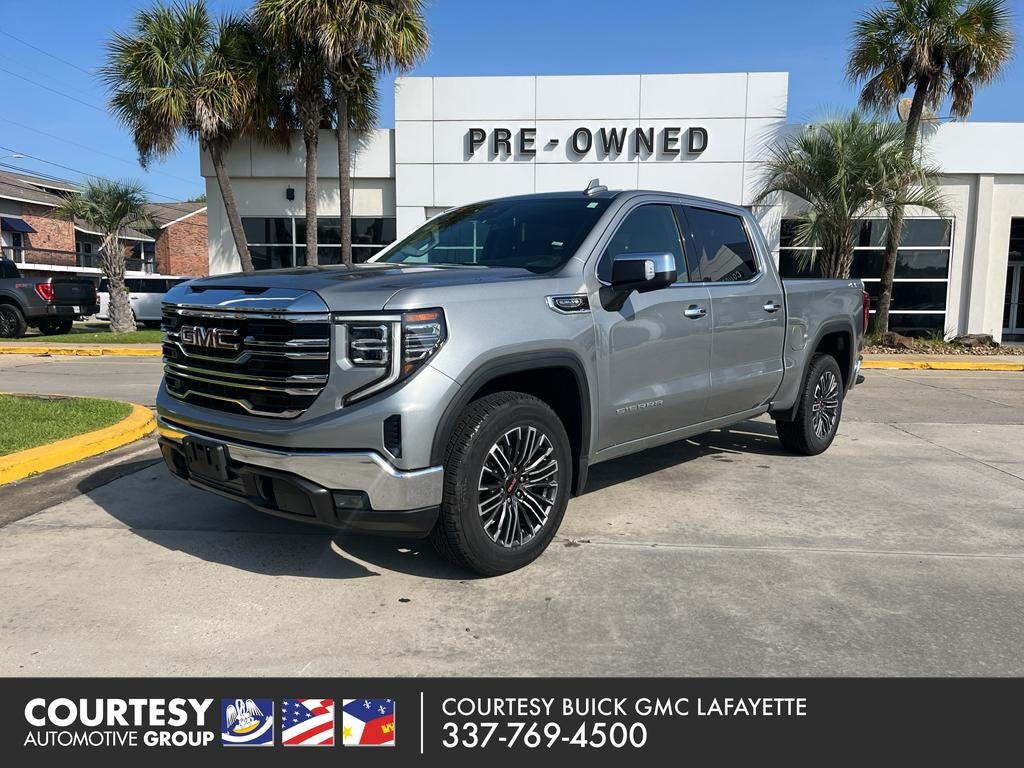2025 GMC Sierra 1500 SLT in Sterling Metallic — front three-quarter view