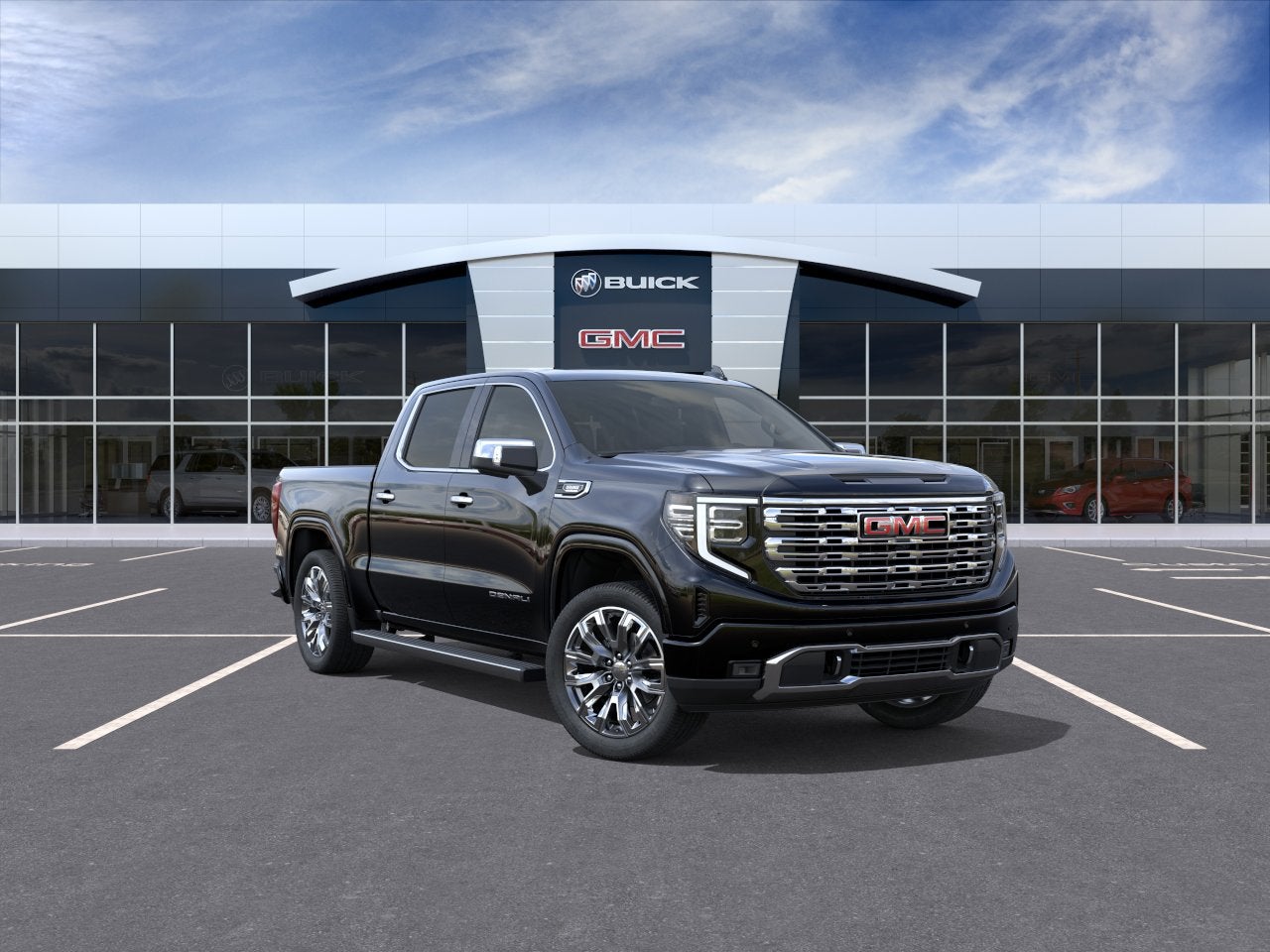 2026 GMC Sierra 1500 Denali in Onyx Black — front three-quarter view