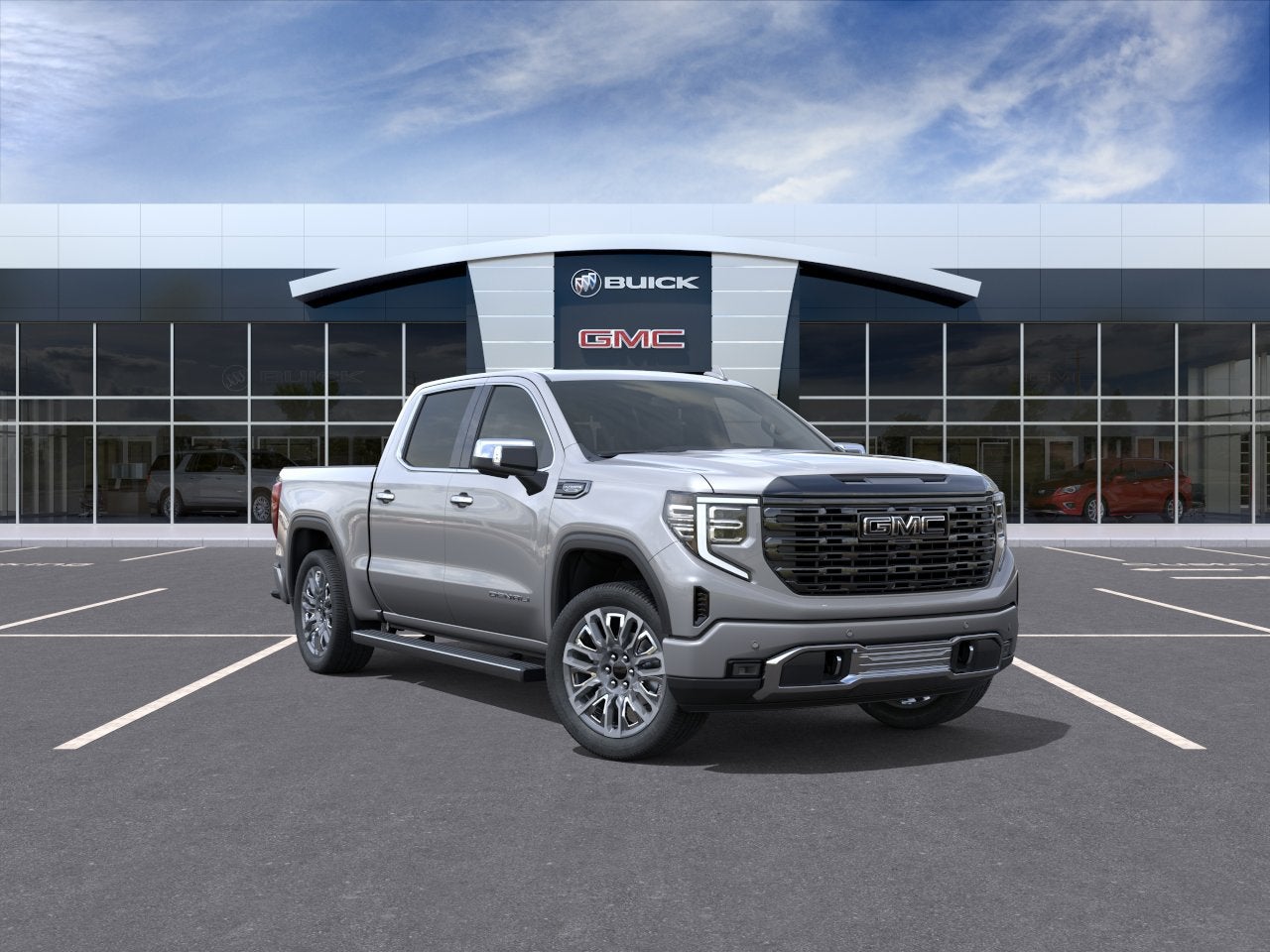 2026 GMC Sierra 1500 Denali Ultimate in Sterling Metallic — front three-quarter view