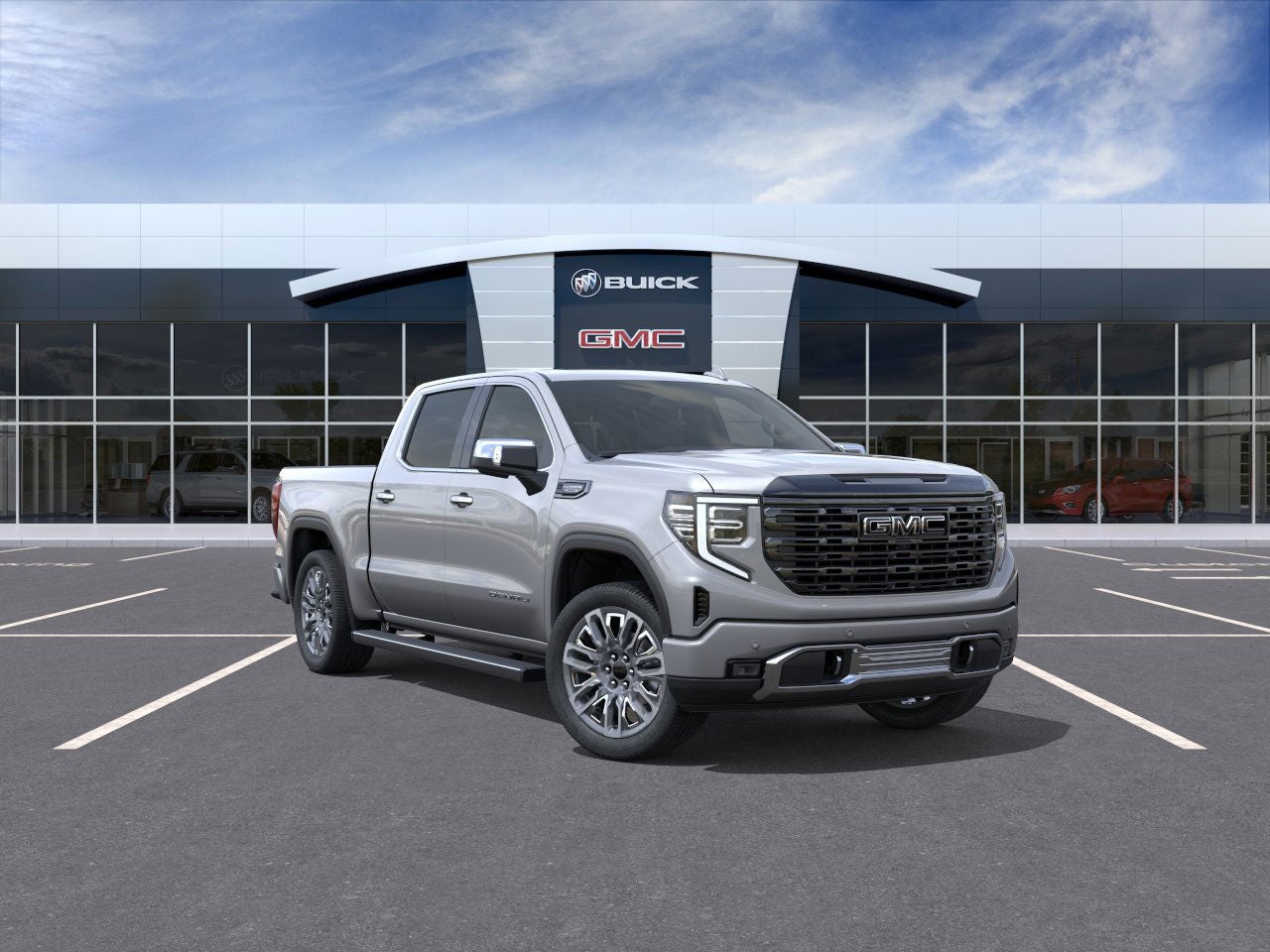 2026 GMC Sierra 1500 Denali Ultimate in Sterling Metallic — front three-quarter view
