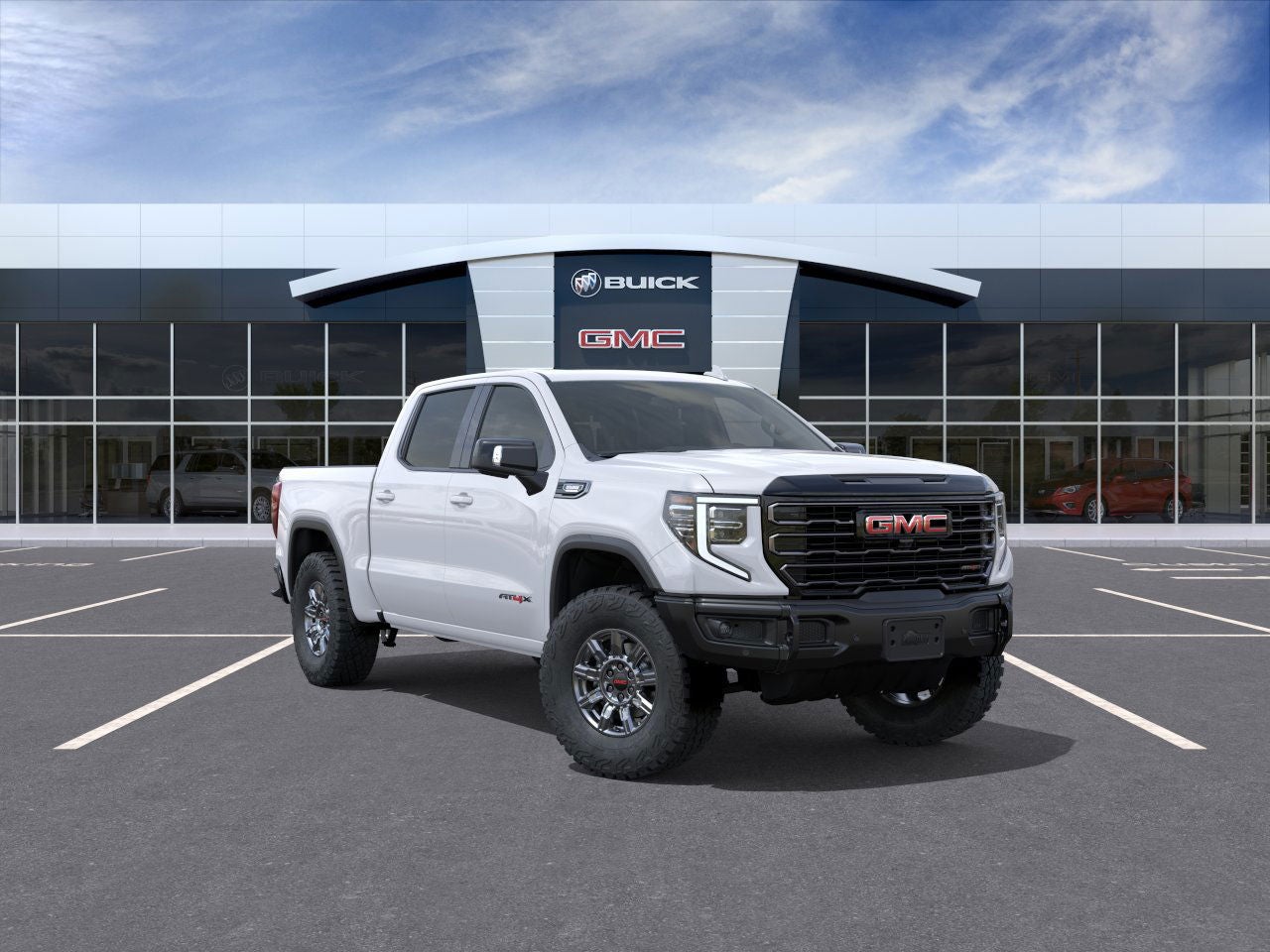 2026 GMC Sierra 1500 AT4X in Summit White — front three-quarter view