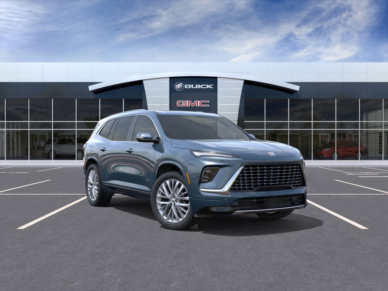 2026 Buick Enclave Avenir in Ocean Blue Metallic — front three-quarter view